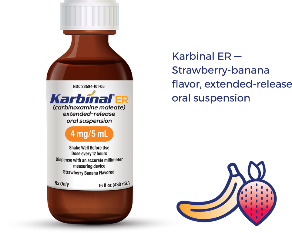 Bottle of Karbinal ER — Strawberry-banana ﬂavor, extended-release oral suspension